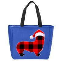 Corgi Dog Christmas Buffalo Plaid Funny Xmas Santa Hat Gift Zip Tote Bag