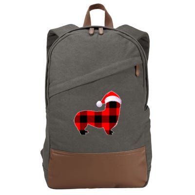 Corgi Dog Christmas Buffalo Plaid Funny Xmas Santa Hat Gift Cotton Canvas Backpack