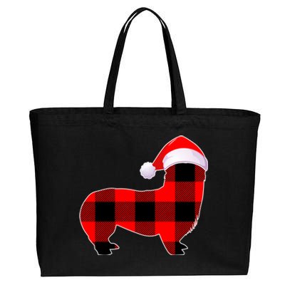 Corgi Dog Christmas Buffalo Plaid Funny Xmas Santa Hat Gift Cotton Canvas Jumbo Tote