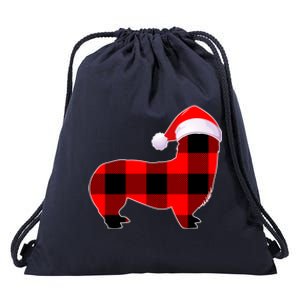 Corgi Dog Christmas Buffalo Plaid Funny Xmas Santa Hat Gift Drawstring Bag