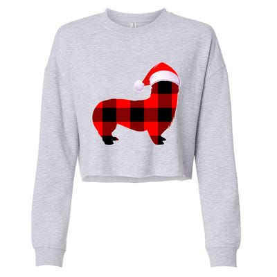 Corgi Dog Christmas Buffalo Plaid Funny Xmas Santa Hat Gift Cropped Pullover Crew