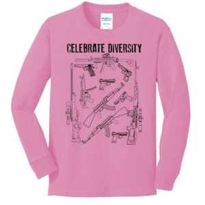 Celebrate Diversity | Cute Black Firearm Owners Funny Gift Kids Long Sleeve Shirt