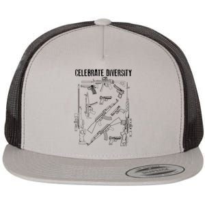 Celebrate Diversity | Cute Black Firearm Owners Funny Gift Flat Bill Trucker Hat