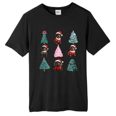 Cute Dachshund Christmas Tree Pattern Merry Xmas Dog Lover Gift Tall Fusion ChromaSoft Performance T-Shirt