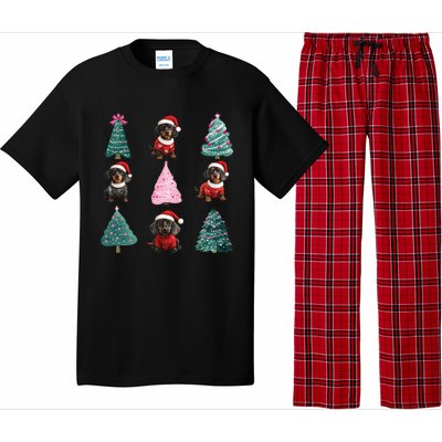 Cute Dachshund Christmas Tree Pattern Merry Xmas Dog Lover Gift Pajama Set