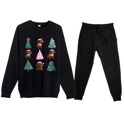 Cute Dachshund Christmas Tree Pattern Merry Xmas Dog Lover Gift Premium Crewneck Sweatsuit Set