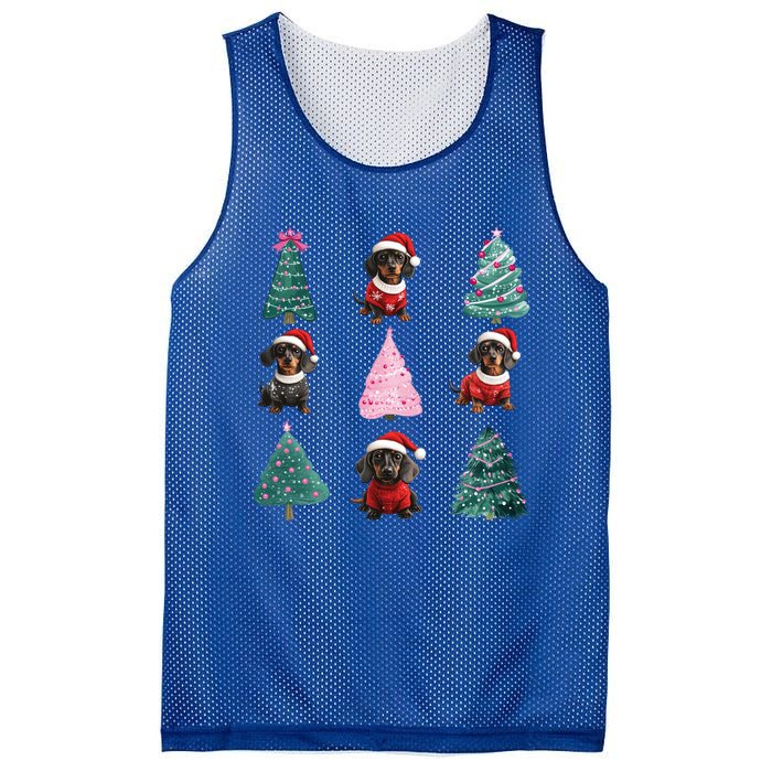 Cute Dachshund Christmas Tree Pattern Merry Xmas Dog Lover Gift Mesh Reversible Basketball Jersey Tank