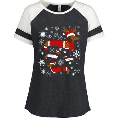 Cute Dachshund Christmas For Dog Lovers Gift Enza Ladies Jersey Colorblock Tee