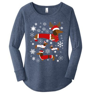 Cute Dachshund Christmas For Dog Lovers Gift Women's Perfect Tri Tunic Long Sleeve Shirt