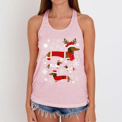 Cute Dachshund Christmas For Dog Lovers Gift Women's Knotted Racerback Tank