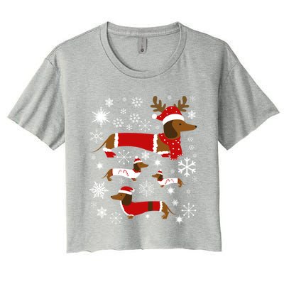 Cute Dachshund Christmas For Dog Lovers Gift Women's Crop Top Tee