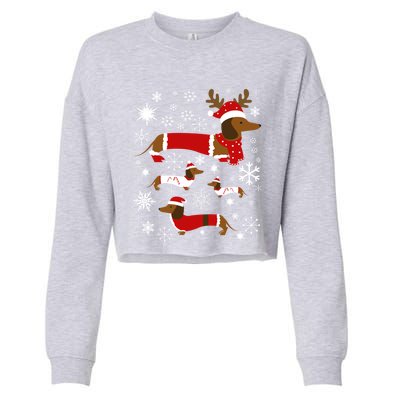 Cute Dachshund Christmas For Dog Lovers Gift Cropped Pullover Crew