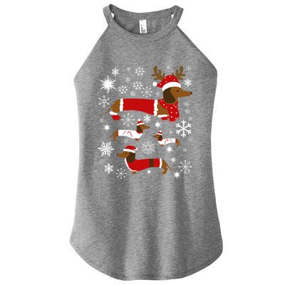 Cute Dachshund Christmas For Dog Lovers Gift Women's Perfect Tri Rocker Tank