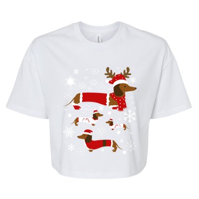 Cute Dachshund Christmas For Dog Lovers Gift Bella+Canvas Jersey Crop Tee