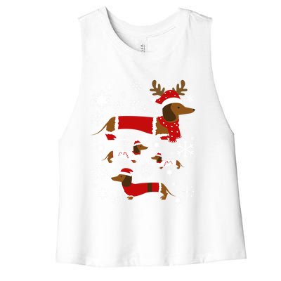 Cute Dachshund Christmas For Dog Lovers Gift Women's Racerback Cropped Tank