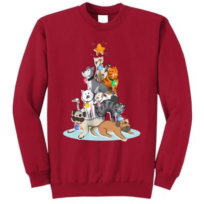 Cats Dogs Cat Dog Christmas Xmas Tree Tall Sweatshirt