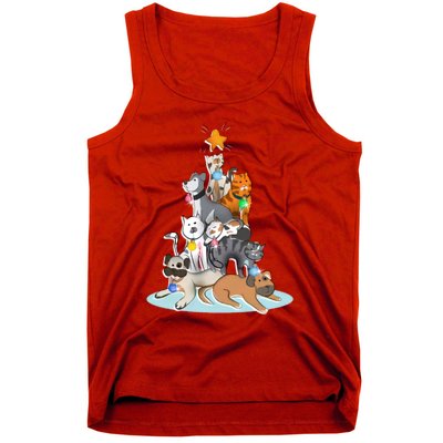 Cats Dogs Cat Dog Christmas Xmas Tree Tank Top