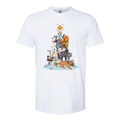 Cats Dogs Cat Dog Christmas Xmas Tree Softstyle® CVC T-Shirt