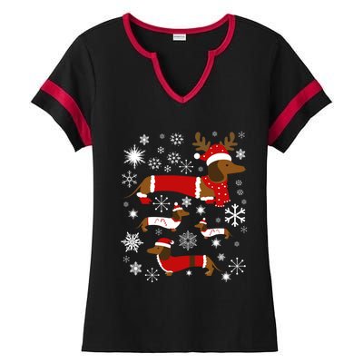 Cute Dachshund Christmas For Dog Lovers Gift Ladies Halftime Notch Neck Tee