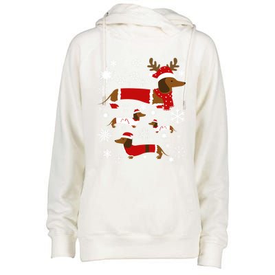 Cute Dachshund Christmas For Dog Lovers Gift Womens Funnel Neck Pullover Hood