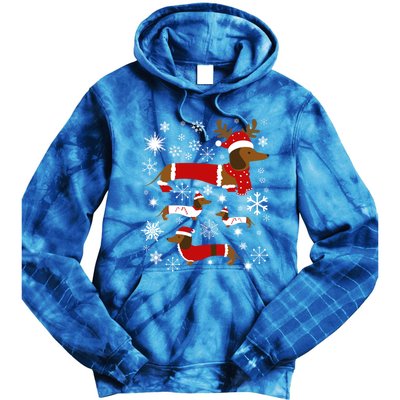 Cute Dachshund Christmas For Dog Lovers Gift Tie Dye Hoodie