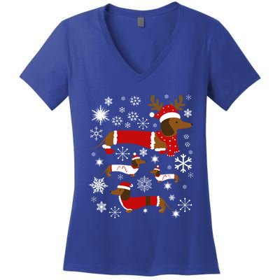 Cute Dachshund Christmas For Dog Lovers Gift Women's V-Neck T-Shirt