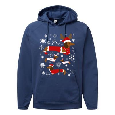 Cute Dachshund Christmas For Dog Lovers Gift Performance Fleece Hoodie