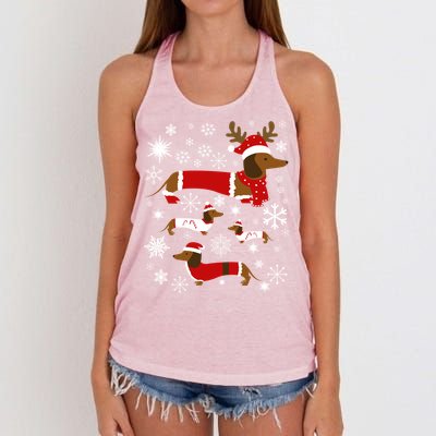 Cute Dachshund Christmas For Dog Lovers Gift Women's Knotted Racerback Tank