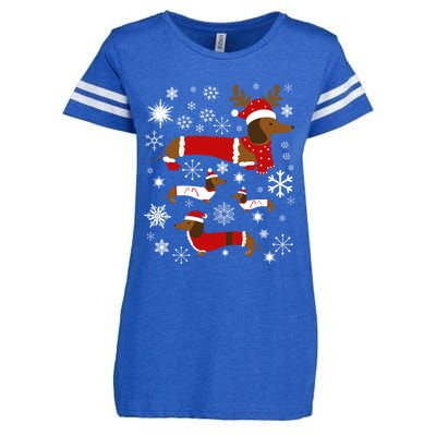 Cute Dachshund Christmas For Dog Lovers Gift Enza Ladies Jersey Football T-Shirt