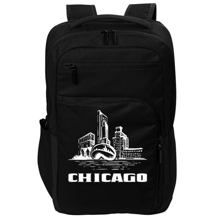 Chicago Downtown City Chicago Illinois Cloud Gate The Bean Impact Tech Backpack