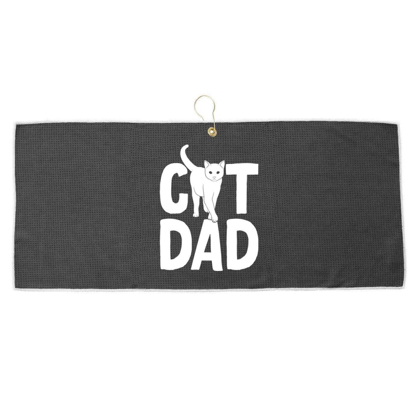 Cat Dad Large Microfiber Waffle Golf Towel