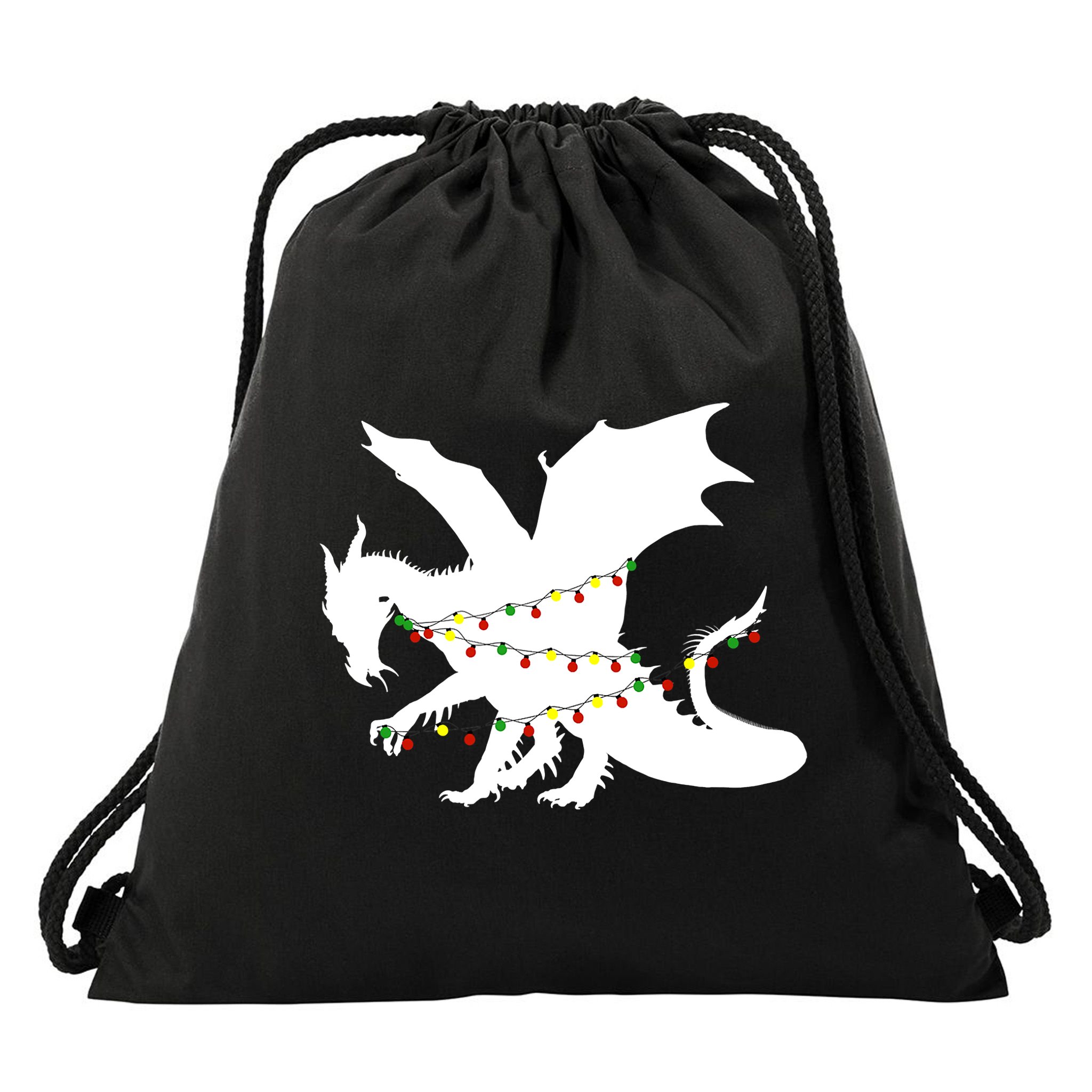 Christmas Dragon Drawstring Bag