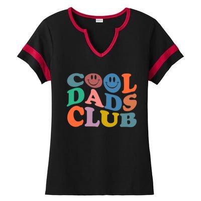 Cool Dads Club Funny Smile Fathers Day Gift Groovy Cool Dads Ladies Halftime Notch Neck Tee