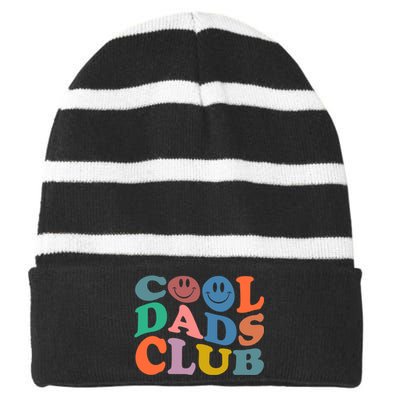 Cool Dads Club Funny Smile Fathers Day Gift Groovy Cool Dads Striped Beanie with Solid Band