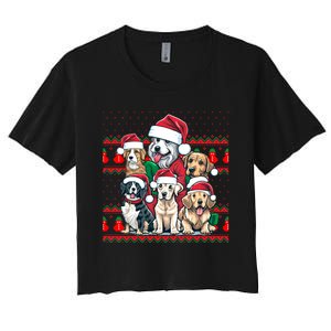 Cute Dog Christmas Ugly Family Matching Pajamas Dog Women's Crop Top Tee