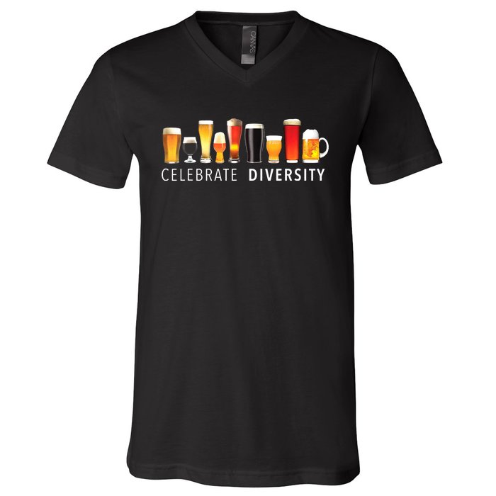 Celebrate Diversity Craft Beer Drinking V-Neck T-Shirt