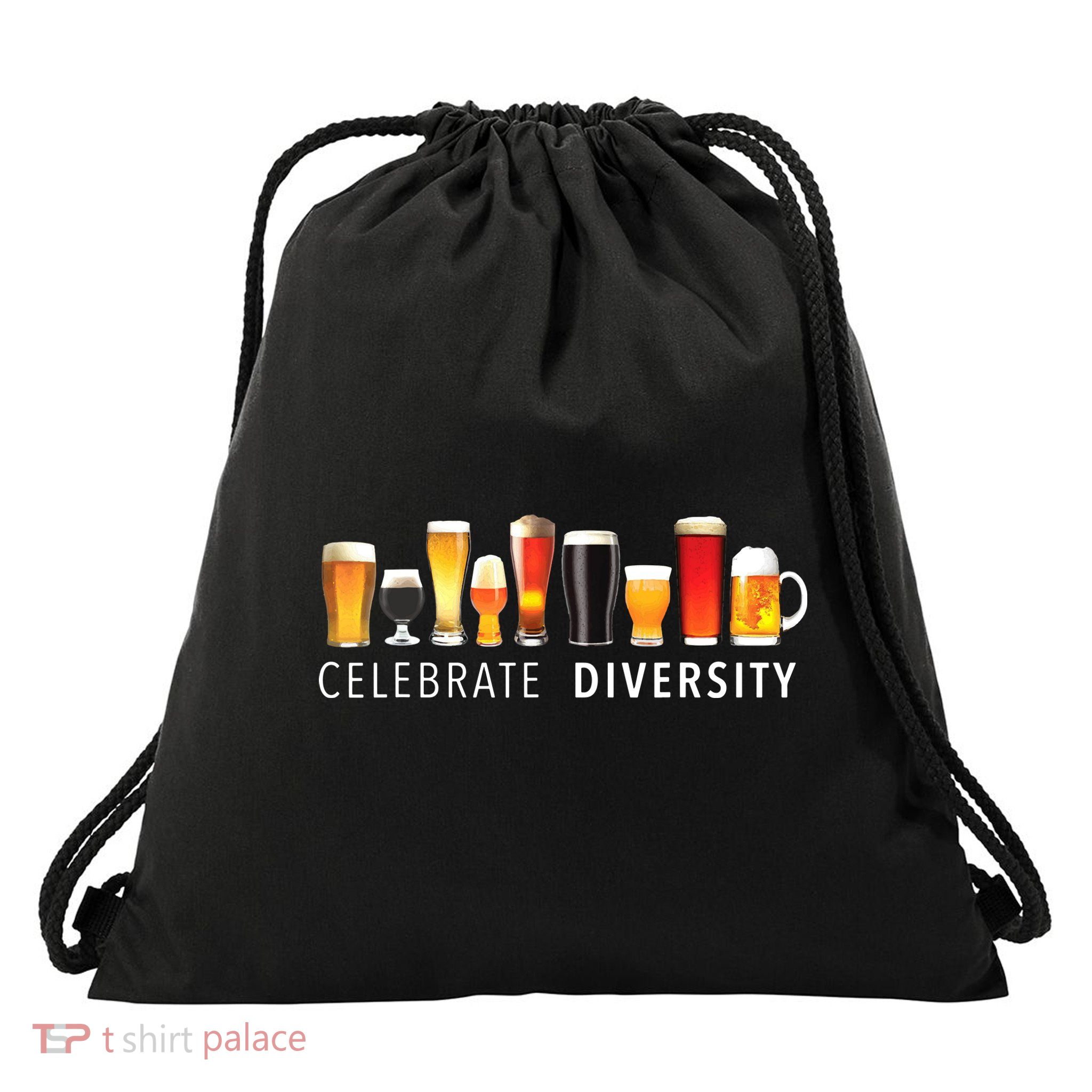Celebrate Diversity Craft Beer Drinking Drawstring Bag