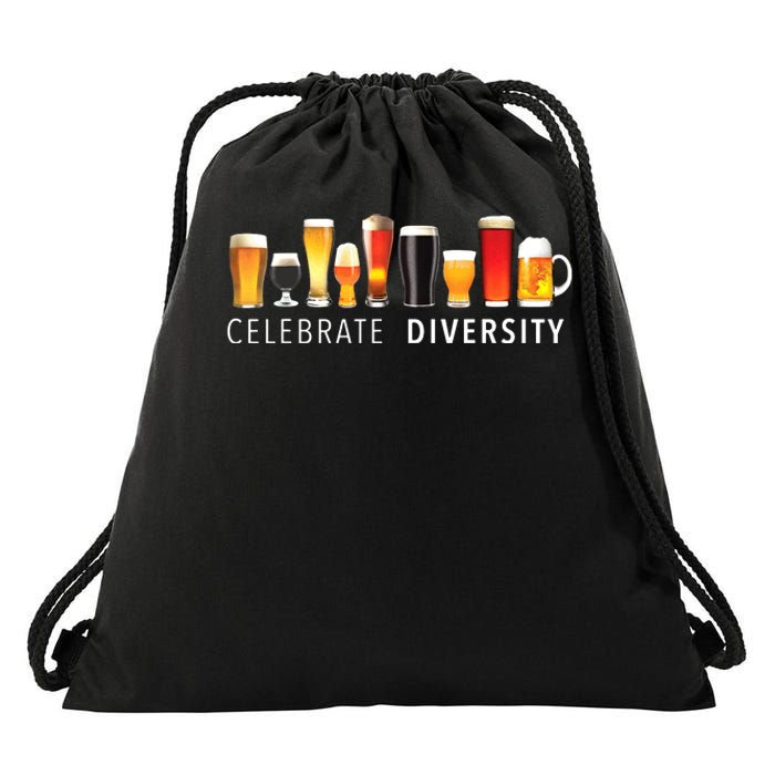 Celebrate Diversity Craft Beer Drinking Drawstring Bag