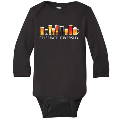 Celebrate Diversity Craft Beer Drinking Baby Long Sleeve Bodysuit