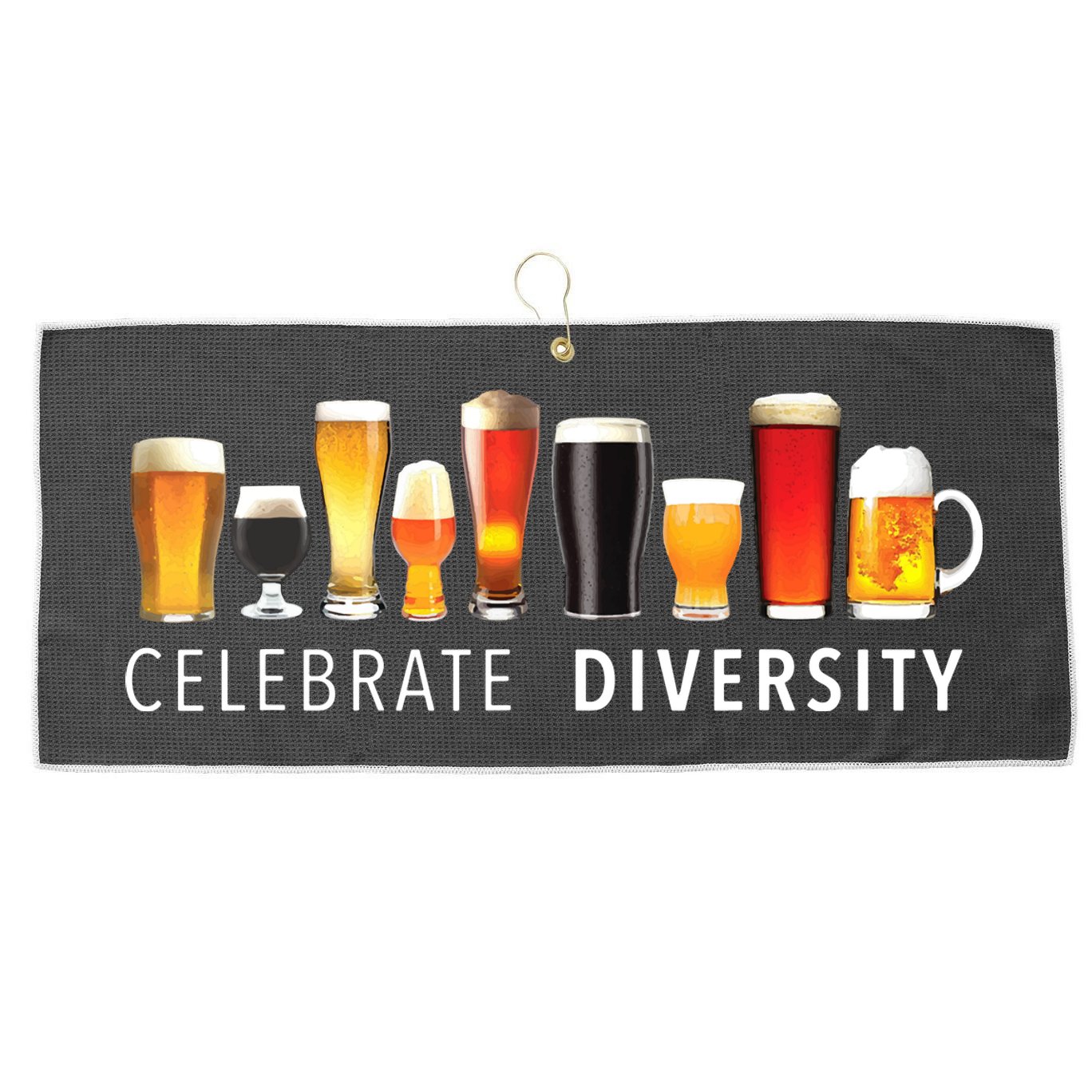 Celebrate Diversity Craft Beer Drinking Large Microfiber Waffle Golf Towel