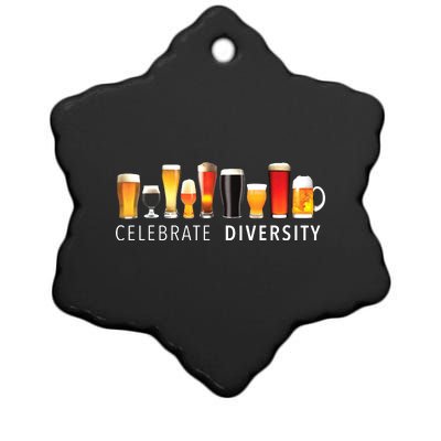 Celebrate Diversity Craft Beer Drinking Ceramic Star Ornament