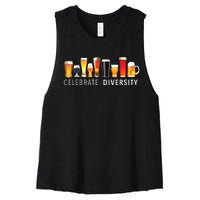 Celebrate Diversity Craft Beer Drinking Women's Racerback Cropped Tank