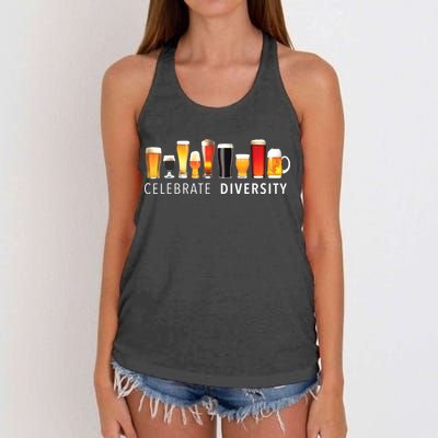 Celebrate Diversity Craft Beer Drinking Women's Knotted Racerback Tank