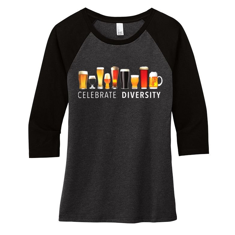 Celebrate Diversity Craft Beer Drinking Women's Tri-Blend 3/4-Sleeve Raglan Shirt