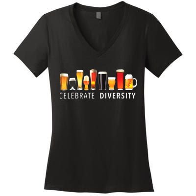 Celebrate Diversity Craft Beer Drinking Women's V-Neck T-Shirt