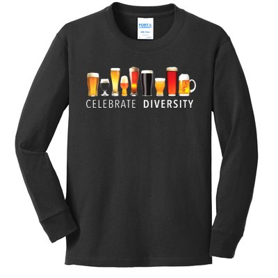 Celebrate Diversity Craft Beer Drinking Kids Long Sleeve Shirt