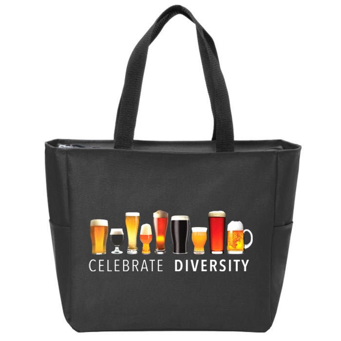 Celebrate Diversity Craft Beer Drinking Zip Tote Bag