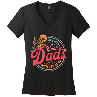 Cool Dads Club Funny Skelton Women's V-Neck T-Shirt