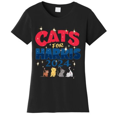 Cat Design Cats For Kamala Funny Harris Supporter Women's T-Shirt