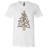 Chiropractor Doctor Christmas Lights Chiropractic Assistant V-Neck T-Shirt